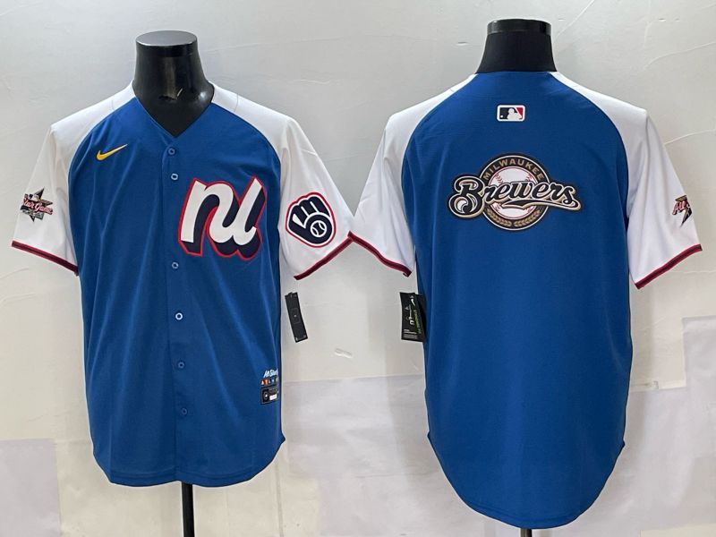 Men Milwaukee Brewers Blank Blue white All star 2025 Nike MLB Jersey style 01->washington nationals->MLB Jersey